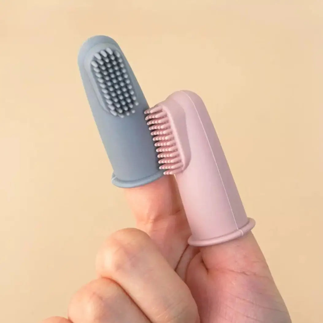 Brosse à dents en silicone avec étui - Bleu gris