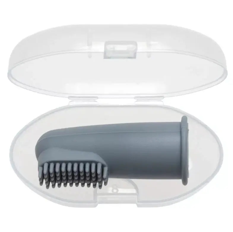 Brosse à dents en silicone avec étui - Bleu gris