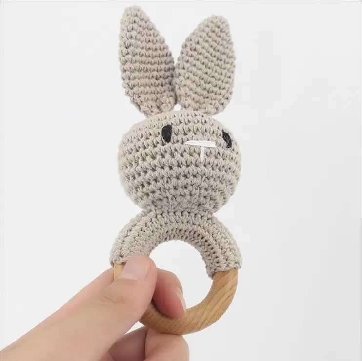 Gray crochet rattle 